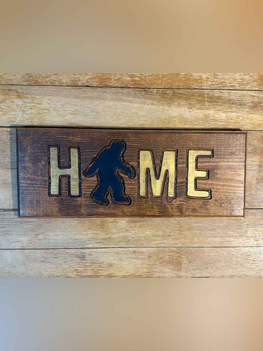 "HOME" Bigfoot Wood Sign